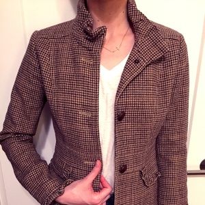JCrew brown tweed houndstooth jacket size 2